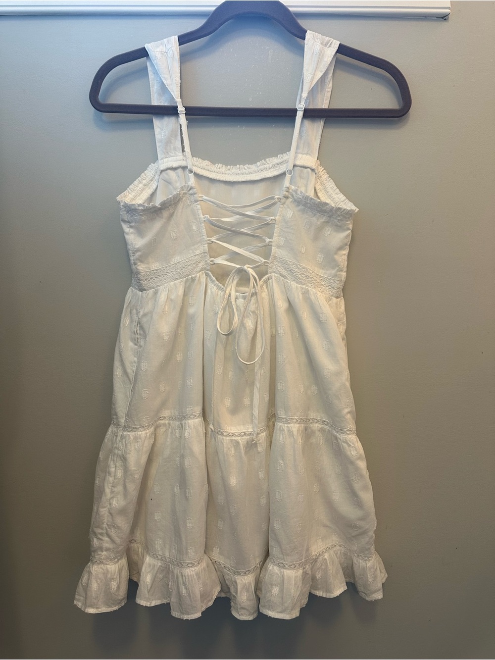 American Eagle White Eyelet Ruffle Dress - Picture 2 of 7